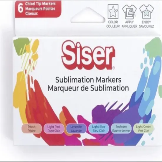 Siser Sublimation Markers -6 Iron-on Heat Transfer Markers for T-Shirts -Pastel Pack (6) {5}