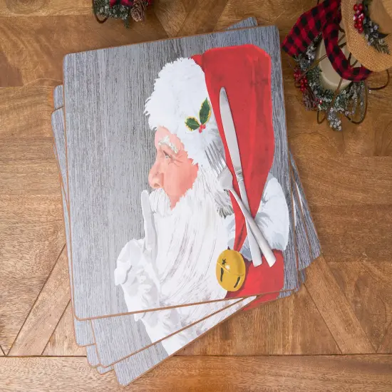 Santa Hardboard Placemat, Set of 6, 13" x 16" {4}