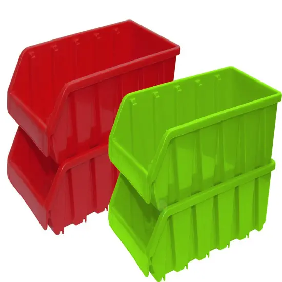 Plastic Storage Stacking Bins Green Set of 3 {6}