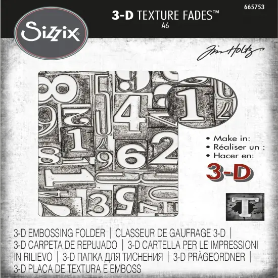 Sizzix 3D Texture Fades Embossing Folder By Tim Holtz-Numbered {1}