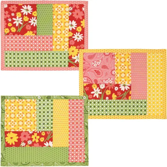 June Tailor Quilt As You Go Log Cabin Mug Mats 3/Pkg-Finished Size 8.5"X10.5" {3}