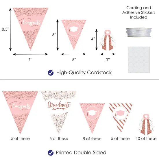 Big Dot of Happiness 30 Piece Rose Gold Graduation Party Pennant Triangle Banner {4}