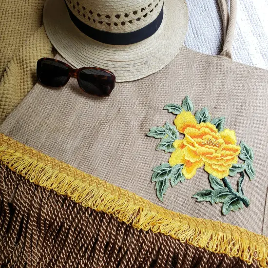 Hawthorn Diamond Aztec Pattern Jute Tote Bag Quilting Essential {4}