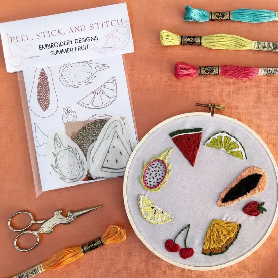 MCreativeJ Fruit - Peel Stick and Stitch Hand Embroidery Patterns {1}