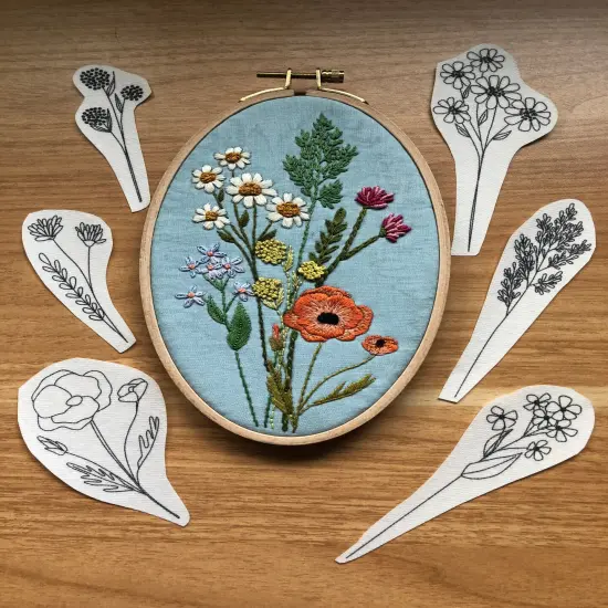 MCreativeJ Wildflower Stems - Peel Stick and Stitch Hand Embroidery Patterns {1}