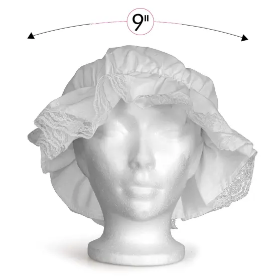 White Mob Cap Accessory - Grandma Night Bonnet Colonial Costume Nightcap Mop Hat Accessories for Maid Girls and Women {5}