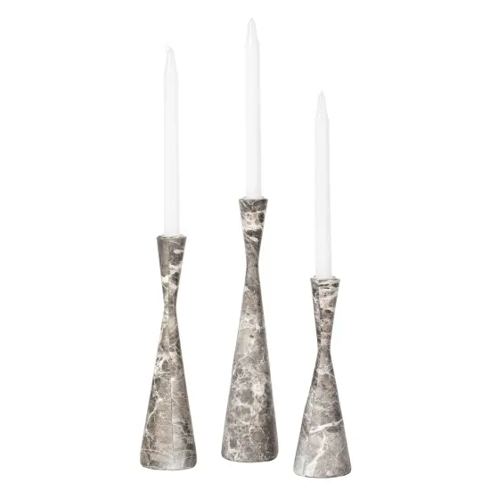 Marble Resin Candle Holders - Set of 3 Exquisite Decorative Taper Candlesticks for Luxurious Home Decor, Elegant Dining Table Centerpieces, Stylish Interior Accents, and Exclusive Event Illumination {4}
