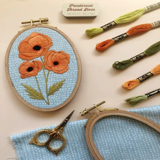 MCreativeJ Poppies - Intermediate Hand Embroidery DIY Craft Kit {2}
