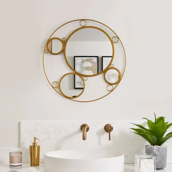Uniquewise Decorative Metal Wall Mounted Modern Mirror - Perfect for Living Room, Bedroom, Bathroom Vanity, Entryway, or Hallway, Adding Elegance and Charm to Your Space {7}