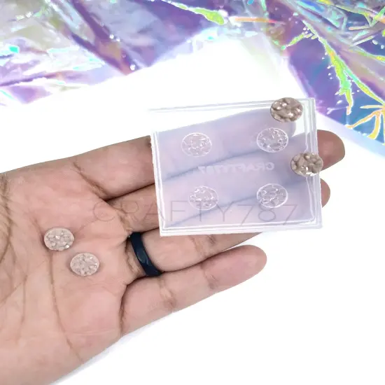 Circle 8mm Druzy Stud Earring Silicone Mold (A5) {1}