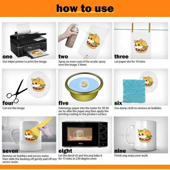 INKJET CLEAR WATERSLIDE FILM Model, Ceramic, Decal Paper 10 sheets 8.5"x11" {3}