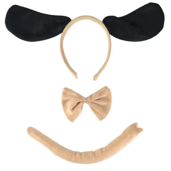 Puppy Dog Costume Set - Brown and Black Dog Ears, Bow Tie and Tail Accessories Kit for Kids of All Ages {1}