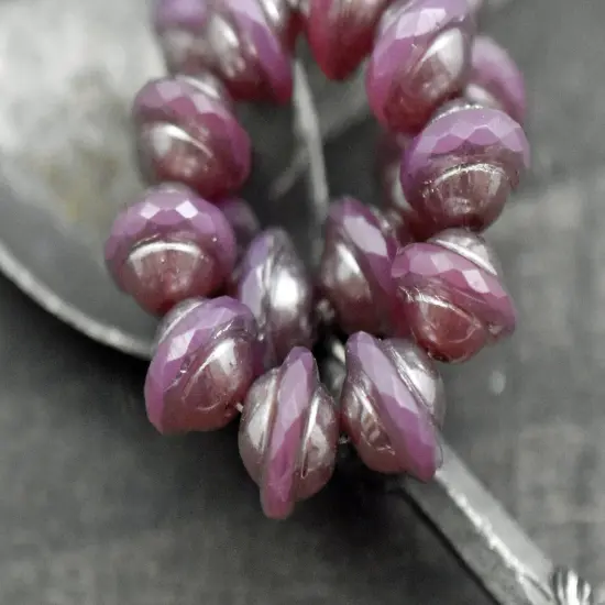 *10* 8x10mm Platinum Washed Pink Opaline Saturn Beads {4}
