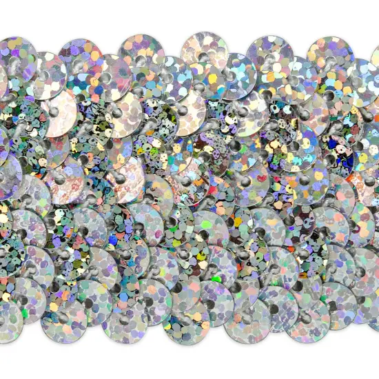 10 yards of 4 Row 1 1/2" Starlight Hologram Stretch Sequin Trim | 10 yard cut Silver {1}