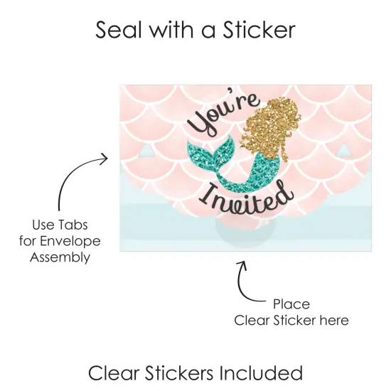 Big Dot of Happiness Let's Be Mermaids - Fill-In Cards - Baby Shower or Birthday Party Fold and Send Invitations - Set of 8 {7}