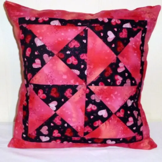 Valentine Pillow -Pinwheel Hearts in Black and Red Pixie Dust- Handmadeand ... {2}
