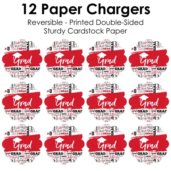 Big Dot of Happiness Red Grad - Best is Yet to Come - Red Graduation Party Round Table Decorations - Paper Chargers - Place Setting For 12 {7}