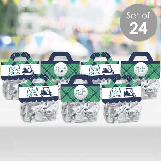 Big Dot of Happiness Par-Tee Time - Golf - DIY Birthday or Retirement Party Clear Goodie Favor Bag Labels - Candy Bags with Toppers - Set of 24 {3}