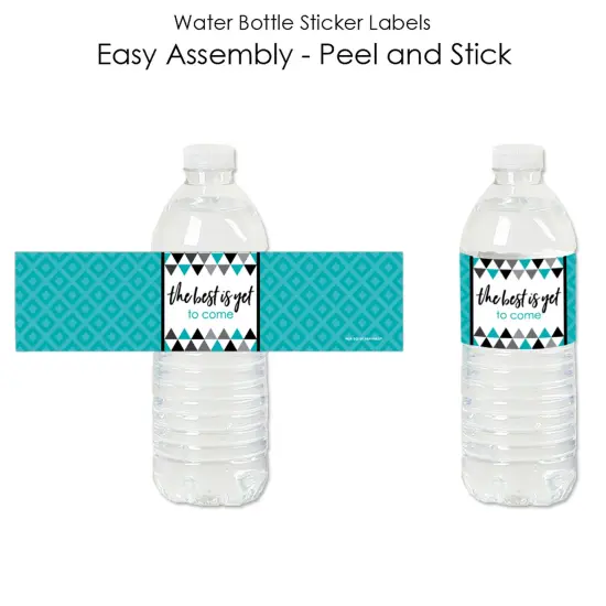 Big Dot of Happiness Teal Graduation Party Water Bottle Sticker Labels - Set of 20 {3}