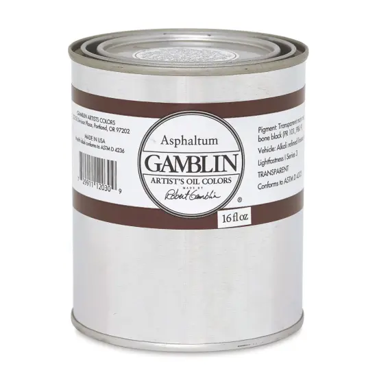 Gamblin Artist's Oil Color - Asphaltum, 16 oz Can {1}