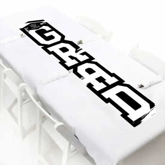 Big Dot of Happiness Black and White Graduation Banner - Vertical Shaped Banner Decorations {7}