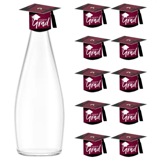 Big Dot of Happiness Maroon Grad - Best is Yet to Come - DIY Grad Cap Burgundy Graduation Party Bottle Topper Decorations - Set of 20 {1}