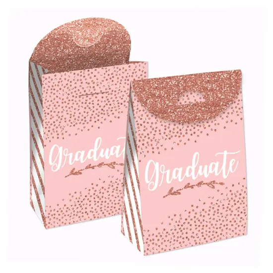 Big Dot of Happiness Rose Gold Grad - Graduation Gift Favor Bags - Party Goodie Boxes - Set of 12 {1}