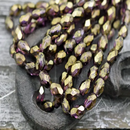 *20* 5x7mm Bronze Lustered Violet Fire Polished Faceted Oval Beads {3}