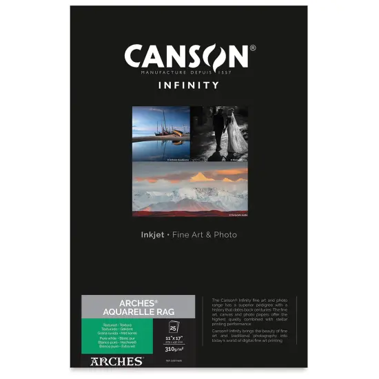 Canson Infinity Arches Aquarelle Rag Inkjet Paper - 11" x 17", 310 gsm, Package of 25 {1}