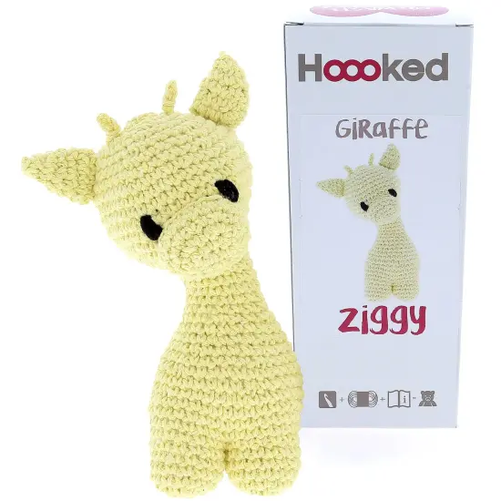 Multipack of 2 - Hoooked Ziggy Giraffe Kit W/Eco Barbante Yarn-Popcorn {3}