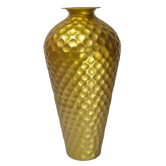 Decorative Modern Gold Metal Hammered Floor Vase - Elegant 25-Inch-Tall Bottle Shape for Entryway, Living Room, or Dining Room Perfect for Home Decor, Interior Design, Flower Arrangement Display {3}