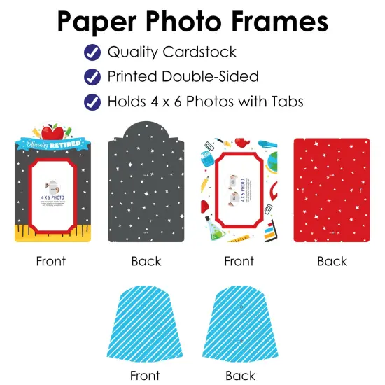 Big Dot of Happiness Teacher Retirement - Happy Retirement Party 4x6 Picture Display - Paper Photo Frames - Set of 12 {6}