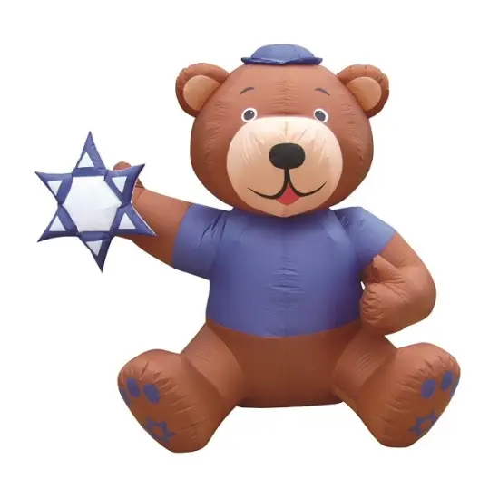 6.5' Air Blown Inflatable Hanukkah Brown Bear Holding Star Of David Y149 {1}