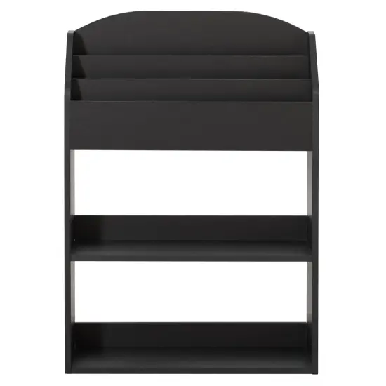 Modern Wooden Storage Bookcase with Shelf, Playroom Bedroom Living and Office Black {10}