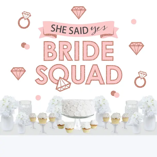 Big Dot of Happiness Bride Squad - Peel and Stick Rose Gold Bridal Shower or Bachelorette Party Decoration - Wall Decals Backdrop {1}