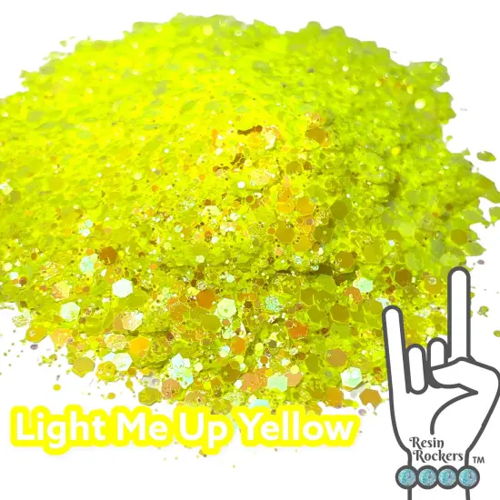 Light Me Up Yellow Florescent Holographic Premium Pixie for Poxy Chunky Glitter Mix {1}