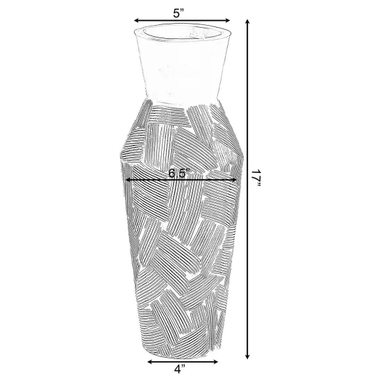 Trumpet Classic Style Straight Designed Table Vase for Entryway Dining or Living Room, Ceramic Black {5}