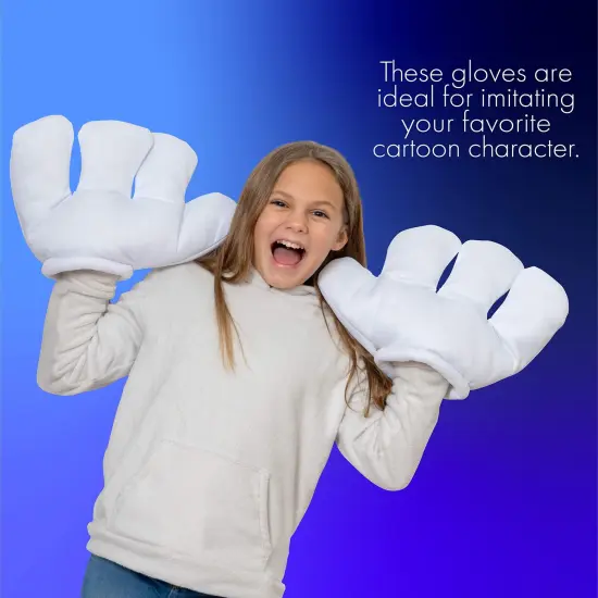 Cartoon Hand Gloves Costume - Giant White Puffy Hands Character Costumes Accessories for Adults and Kids {5}