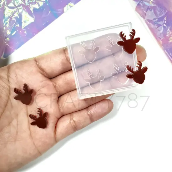 Reindeer Stud Earrings Silicone Mold(A5) {1}