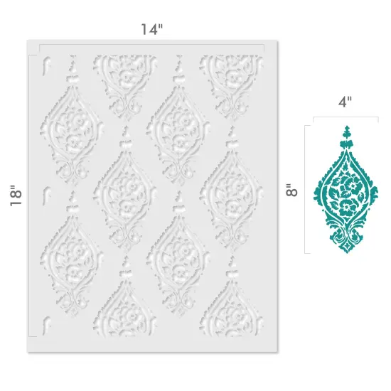 Paisley Damask Wallpaper Stripe Wall Stencil | 3603 by Designer Stencils | Pattern Stencils | Reusable Stencils for Painting | Safe & Reusable Template for Wall Decor | Try This Stencil Instead of a Wallpaper | Easy to Use & Clean Art Stencil Pattern {2}