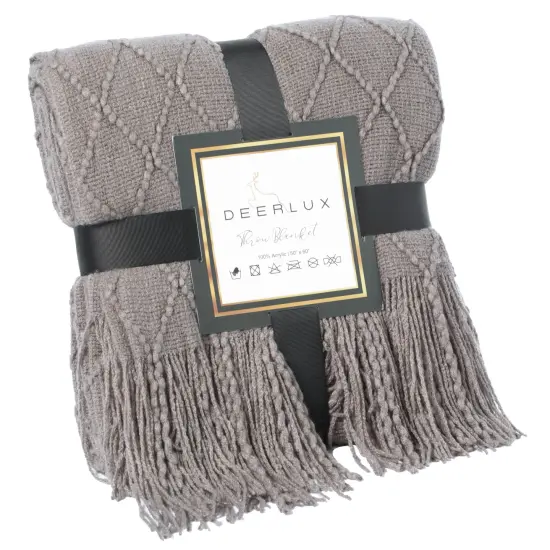 Decorative Throw Blanket - 50x60in Soft Knit with Delightful Fringe Edges for a Sophisticated and Cozy Touch to Your Living Space Lightweight, Breathable, Easy Care, Versatile, All-Season, Ideal for Lounging, Gifting Gray {1}