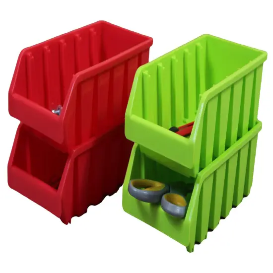 Plastic Storage Stacking Bins Red and Green {8}