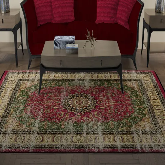 Deerlux Traditional Oriental Persian Style Living Room Area Rug with Nonslip Backing, Classic Pink {2}