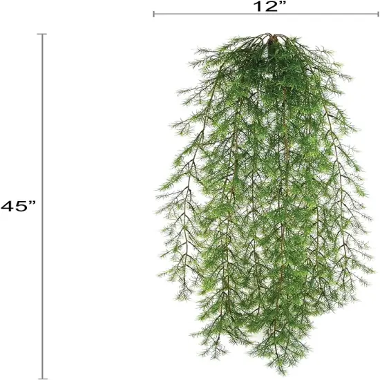 46" Hanging Sprengeri Ivy Vine Bush with Lifelike Real Touch Green Fronds | UV Resistant | Indoor/Outdoor Use | Faux Greenery | Patio & Garden | Home & Office Decor, Floral Home by Artificial Flowers {2}