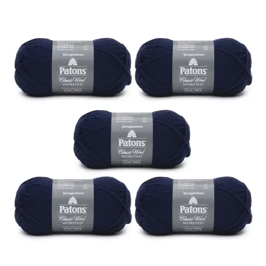 Patons Classic Wool Navy Yarn - 5 Pack of 3.5oz/100g - Wool - 4 Medium - 210 Yards - Knitting/Crochet {1}