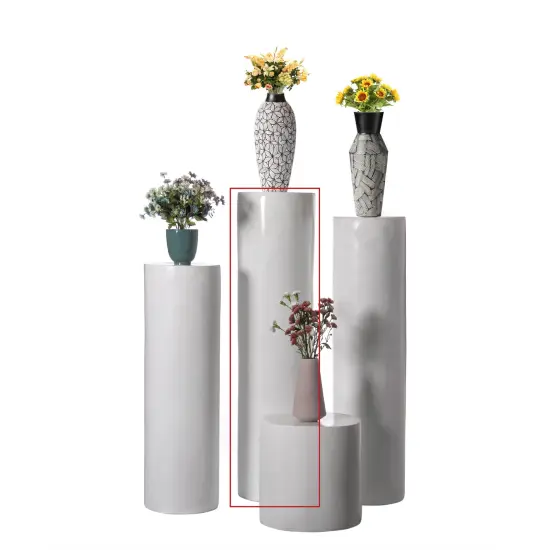 Contemporary Decorative Modern Fiberglass Pillar Column Flower Stand -Photography Props - Stylish Cylinder Shape Versatile Pedestal for Wedding, Living Room, or Dining Room Decor White {5}