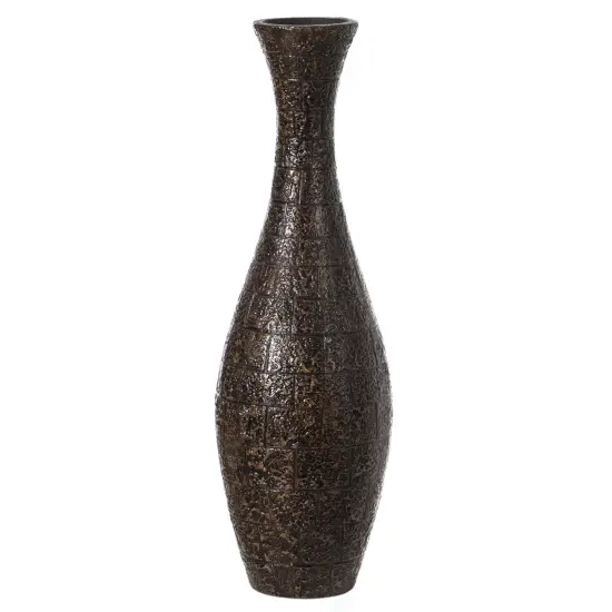 Modern Decorative Brown Textured Design Floor Flower Vase, for Living Room, Entryway or Dining Room, 31 inch {3}