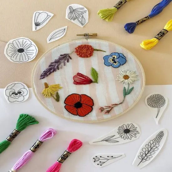 MCreativeJ Wildflowers - Peel Stick and Stitch Hand Embroidery Patterns {1}
