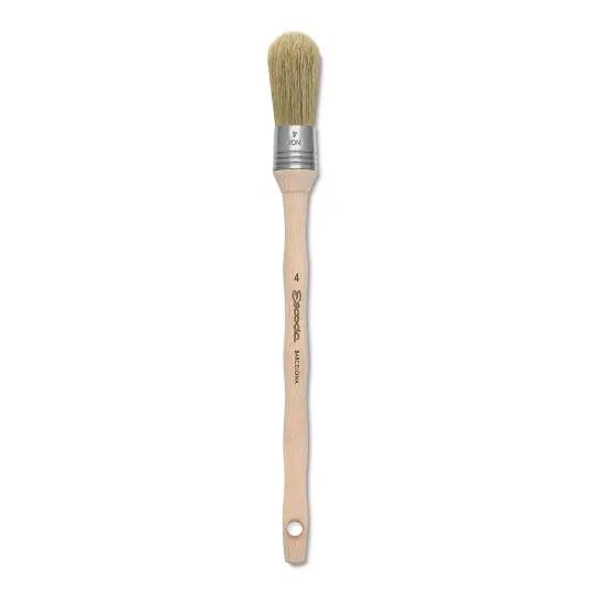 Escoda Natural Bristle Brushes - Round Domed, Size 4, Long Handle {2}