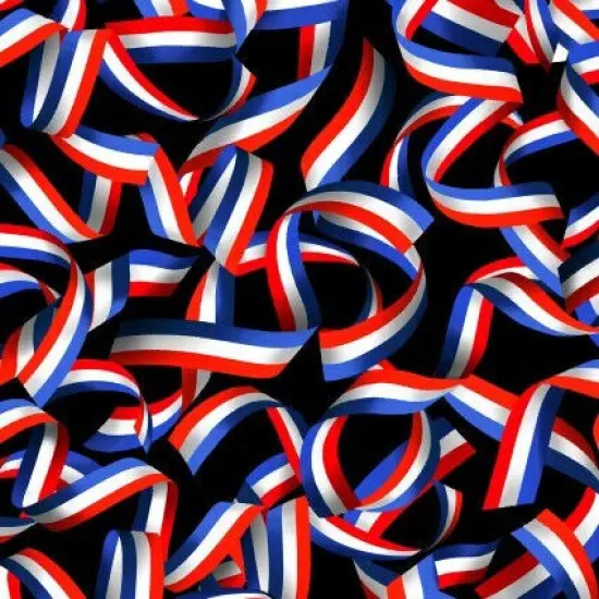 Patriotic Ribbons Black - Red, White & True Collection - Cotton Fabric by Kan... {2}